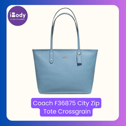 Coach F36875 City Zip Tote Crossgrain กระเป๋าสะพายไหล่หนังแท้ลายไข่ปลา