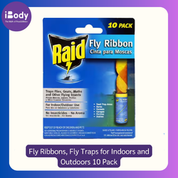 Raid® Fly Ribbons, Fly Traps for Indoors and Outdoors 10 Pack Cinta Para Moscas เทปกับดักแมลงวัน