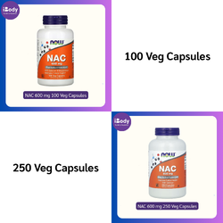 Now Foods® NAC 600 mg 100 or 250 Veg Capsules การป้องกันอนุมูลอิสระ เอ็น-อะเซทิลซิสเทอิน