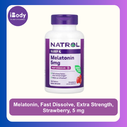 (Pre order) Natrol® Melatonin Fast Dissolve, Extra Strength Fall asleep faster 150 Tablets เมลาโทนิน 5 มิลลิกรัม ชนิด รสสตอเบอรี่