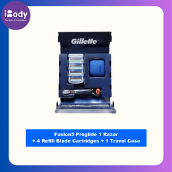 Gillette® Fusion5 Proglide 1 Razor + 4 Refill Blade Cartridges + 1 Travel Case ชุดมีดโกน ยิลเลตต์