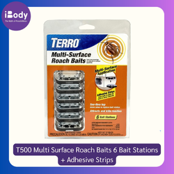 TERRO® T500 Multi Surface Roach Baits 6 Bait Stations + Adhesive Strips ผลิตภัณฑ์กำจัดแมลงสาบ