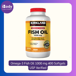 (Pre Order) Kirkland Signature® Omega-3 Fish Oil 1000 mg 400 Softgels USP Verified น้ำมันปลา โอเมก้า ช่วยบำรุงหัวใจ ไหลเวียนโลหิต