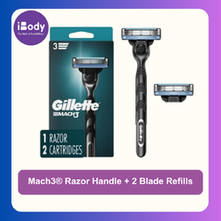 Gillette® Mach3 Razor Handle + 2 Blade Refills ชุดมีดโกนยิลเลตต์ มัคทรี 1 ด้าม+2 ใบมีด