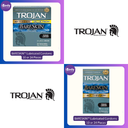 TROJAN® BARESKIN™ Lubricated Condoms 10 or 24 Pieces โทรจัน ถุงยางอนามัย รุ่นบางเฉียบ คอนดอม USA