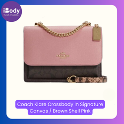 Coach Klare Crossbody In Signature Canvas / Brown Shell Pink กระเป๋าสะพายข้างลายซิกเนเจอร์ สีชมพูน้ำตาลหวานละมุน