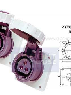 LVN-312 "DAKO PLUG" เต้ารับฝังตรง แรงดันต่ำ 2P 16A 20-25V IP44