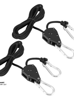 รอกปรับระดับไฟปลูก Rope ratchet hanger 2 ชิ้น 1/8 นิ้ว รอกแขวนไฟปลูกต้นไม้ LED Grow Light