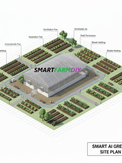 รับออกแบบผังฟาร์มโรงเรือนปลูกพืช แบบ City Future Farming (AI Generative Farming#12)