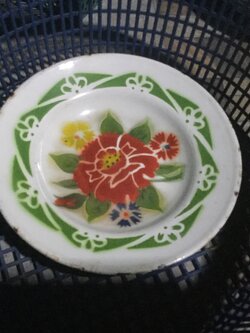 จานสังกะสี โบราณเก่าเก็บ สะสม