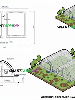 รับออกแบบผังฟาร์มโรงเรือนปลูกพืช แบบ City Future Farming (AI Generative Farming#11)