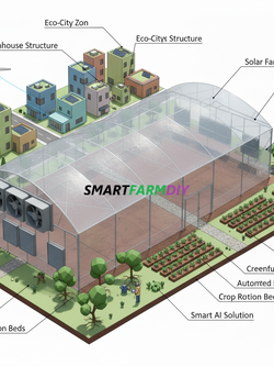 รับออกแบบผังฟาร์มโรงเรือนปลูกพืช แบบ City Future Farming (AI Generative Farming#7)