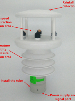 Ultrasonic wind speed wind direction meter/Temperature/Humidity/Air pressure/Solar illuminance/Radiation/Rainfall sensors