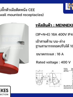 MENNEKES 3331 ปลั๊กตัวเมียติดพนัง (3P+N+E) 16A 400V IP44