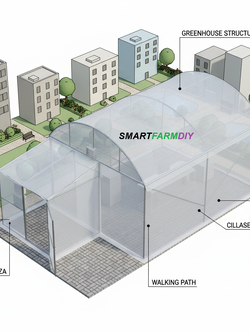 รับออกแบบผังฟาร์มโรงเรือนปลูกพืช แบบ City Future Farming (AI Generative Farming#16)