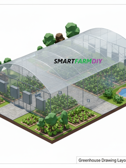 รับออกแบบผังฟาร์มโรงเรือนปลูกพืช แบบ City Future Farming (AI Generative Farming#6)