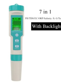 7 in 1 PH TDS EC Salinity ORP S. IP67 Water Quality Tester