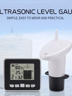 เซนเซอร์วัดความลึกและอุณหภูมิ Wireless Water Tank Liquid Depth Meter Ultrasonic Temperature sensor display, 3.3 inch