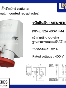MENNEKES 421 ปลั๊กตัวเมียติดพนัง (3P+E) 32A 400V IP44
