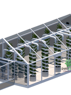 โรงเรือน Smart Farming Greenhouse Polycarbonate Clear(IoT)+vertical garden pot+ cooling systems