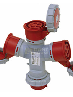 HTN-10151 "DAKO PLUG" ปลั๊กแยกสามทางกันน้ำ (3P+N+E) 16A IP67