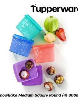 Tupperware Snowflake Medium Square Round (4) 800ml กล่องทัพเพอร์แวร์รุ่นเหมันต์กลาง