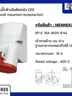 MENNEKES 1724 ปลั๊กตัวเมียติดพนัง 3P+E 16A 400V IP44