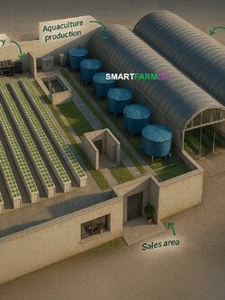 รับออกแบบผังฟาร์มโรงเรือนปลูกพืช แบบ aquaponics Farm+ Urban /Production Farm/ Modern Farm