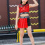 ชุดเต้นเด็กหญิง เสื้อกล้ามกับกางเกงกระโปรง ปักเลื่อม