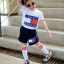set เสื้อขาวกับกางเกงสีกรม สำหรับเด็ก