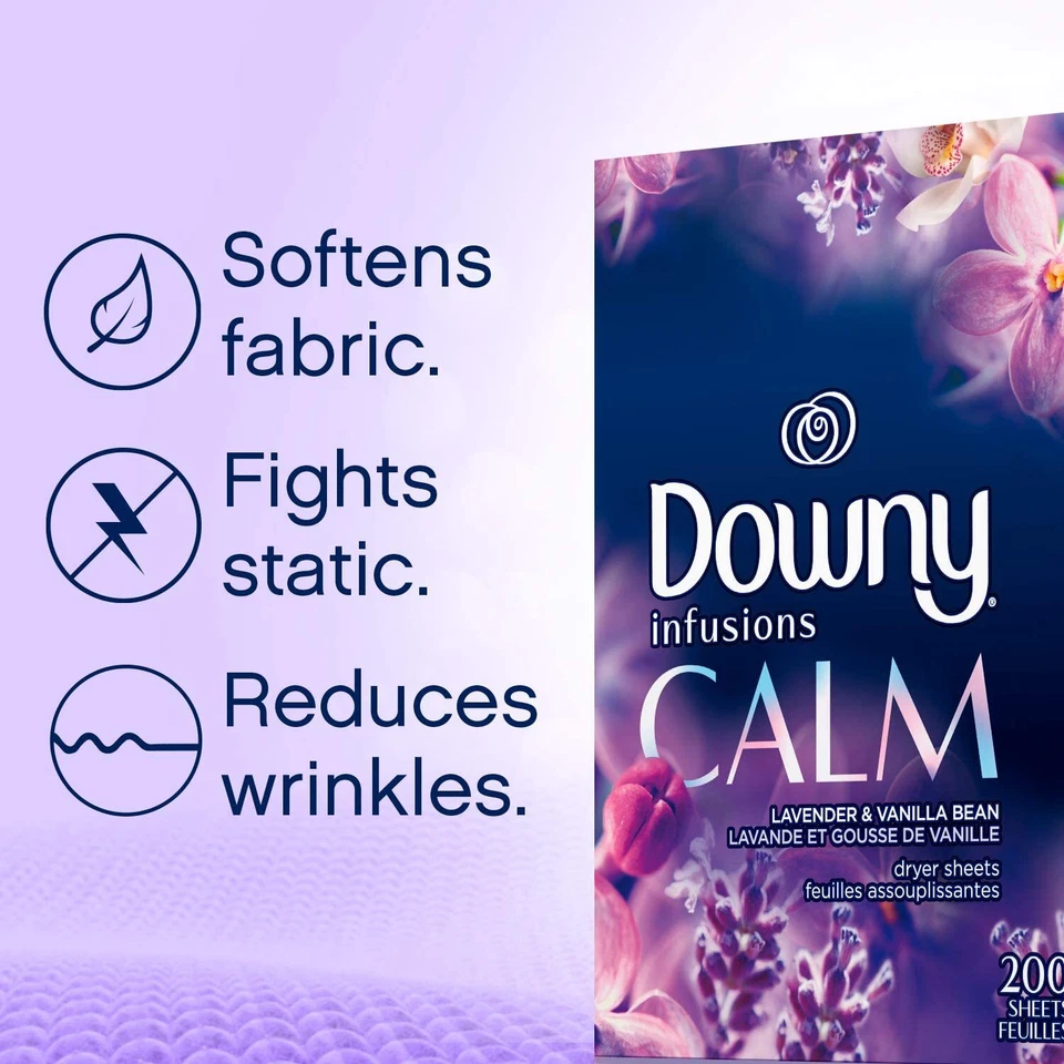 Downy® Infusions Calm Dryer 200 Sheets แผ่นหอมอบผ้า ดาวน์นี่ อินฟิวชั่น