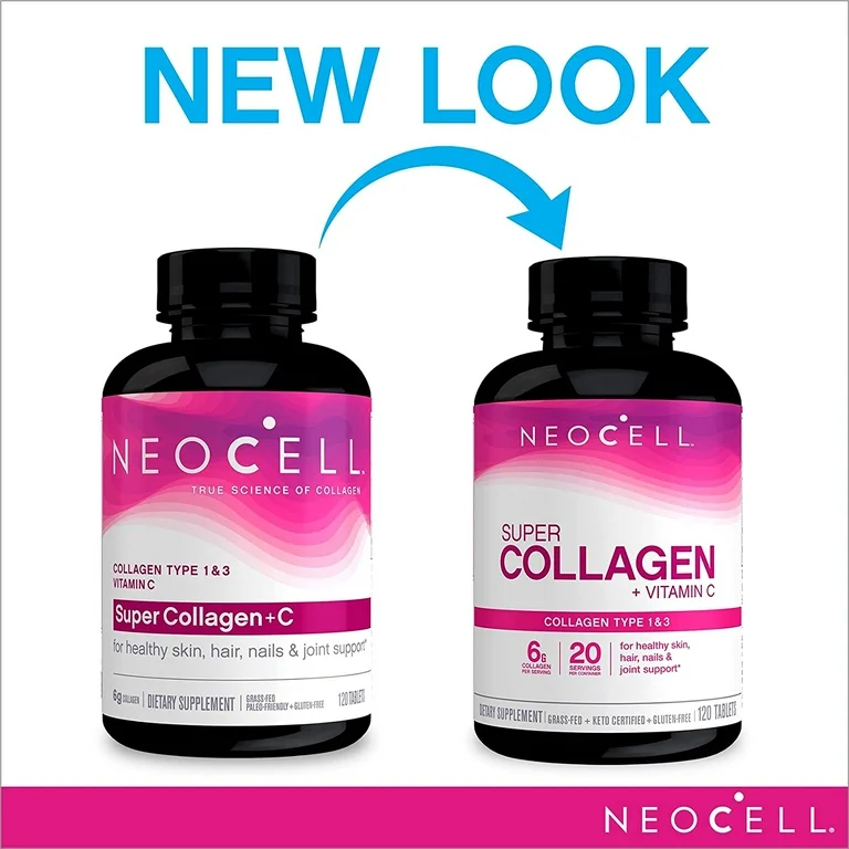 (Pro Order) นีโอเซลล์ คอลลาเจนชนิด 1&3 + วิตามินซี Neocell Super Collagen + C Type 1 & 3, 6000mg 120 Tablets บำรุงผิว ผม เล็บ และกระดูก