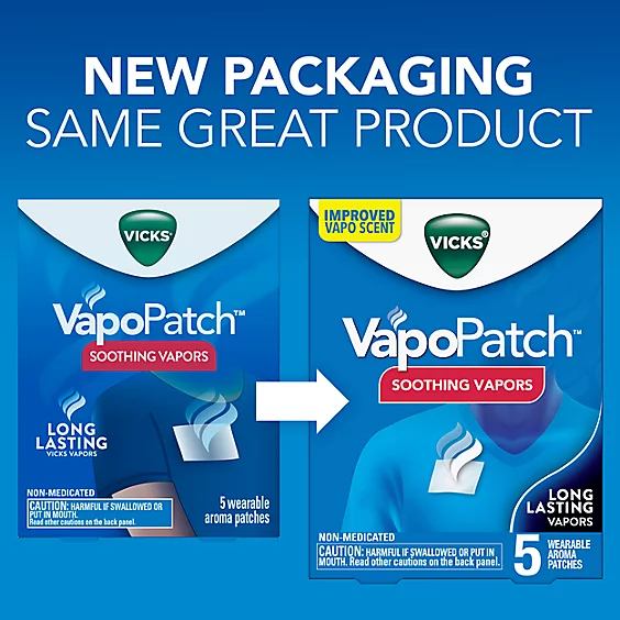 วิคส์ แผ่นแปะหน้าอก VapoPatch™ Soothing Vapors Long Lasting 5 Wearable Patchs (Vicks®)