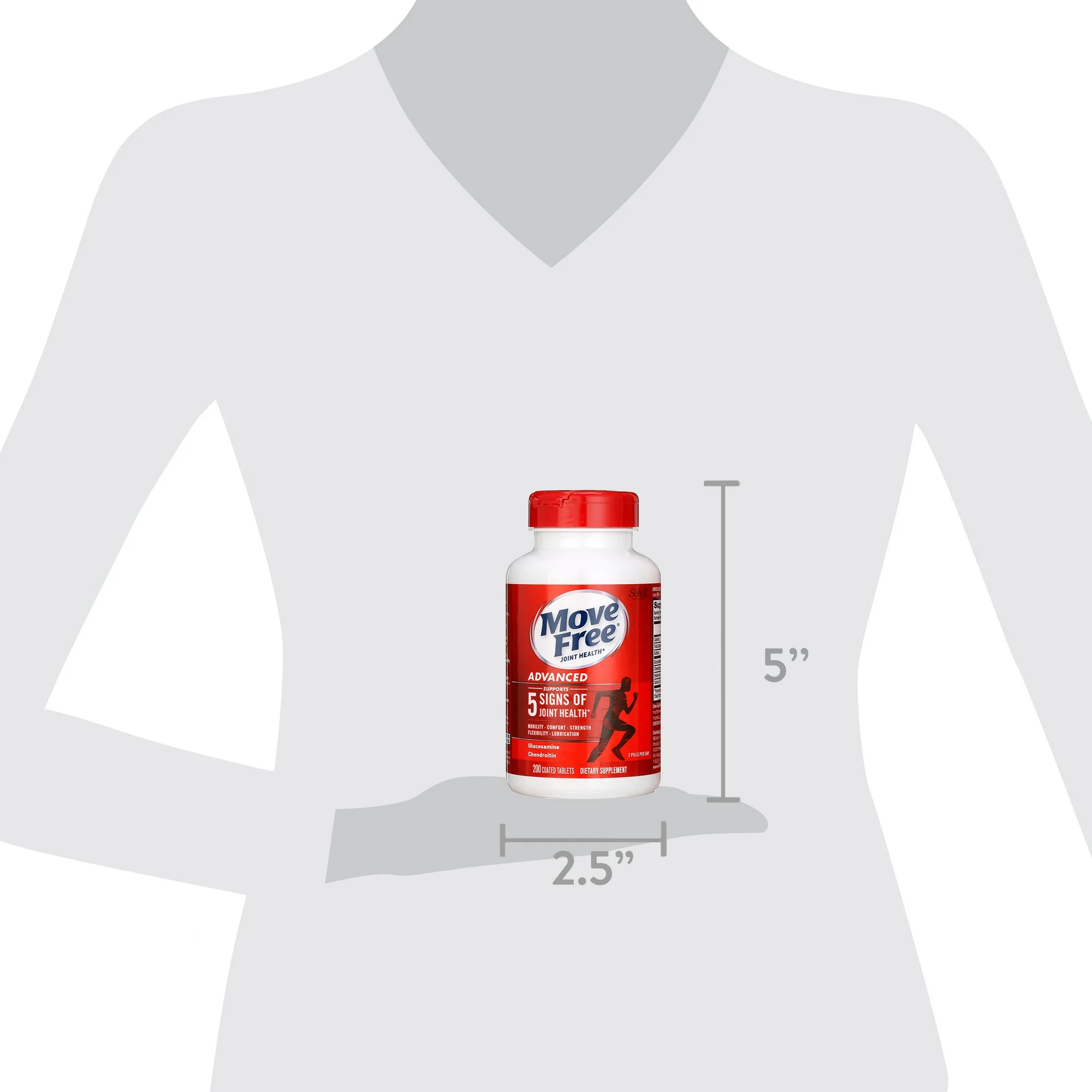 Schiff® Move Free Joint Health, Advance Glucosamine+ Chondroitin+Hyaluronic+Calcium 200 Coated TabletsUSP Verified ดูแล บำรุง และลดอาการปวดบริเวณข้อเข่า และข้อต่อต่างๆ