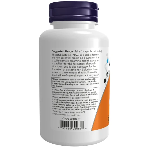 Now Foods® NAC 600 mg 100 or 250 Veg Capsules การป้องกันอนุมูลอิสระ เอ็น-อะเซทิลซิสเทอิน