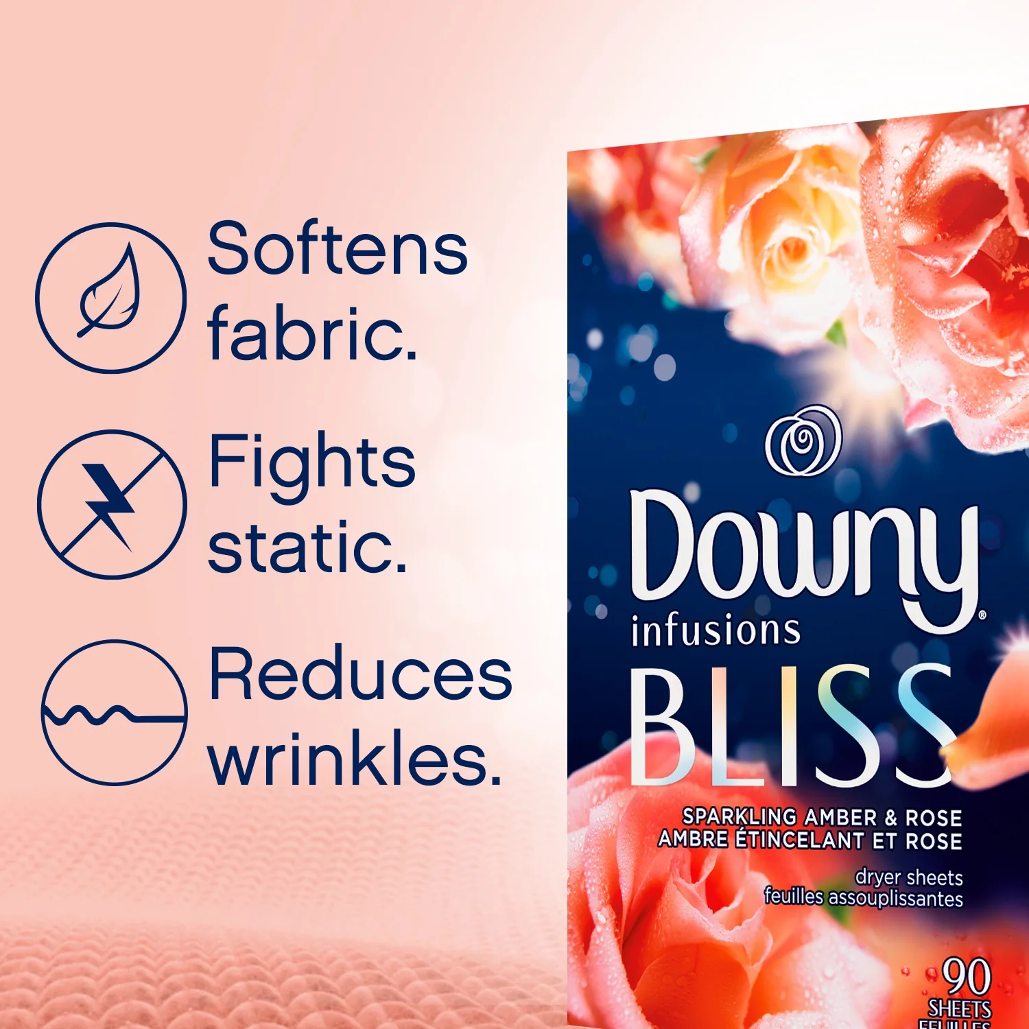 Downy® Infusions Bliss Dryer Sheets 105, 200 Sheets แผ่นหอมอบผ้า ดาวน์นี่