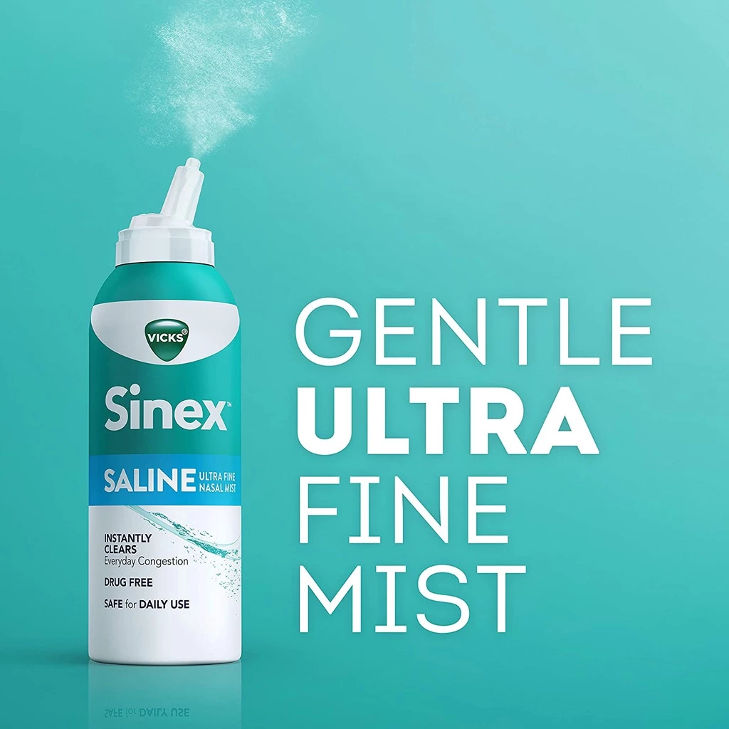 วิคส์ สเปรย์น้ำเกลือพ่นล้างจมูก Sinex™ Saline Ultra Fine Nasal Mist 142g (Vicks®) บรรเทาอาการ ไซ นัส อาการแพ้